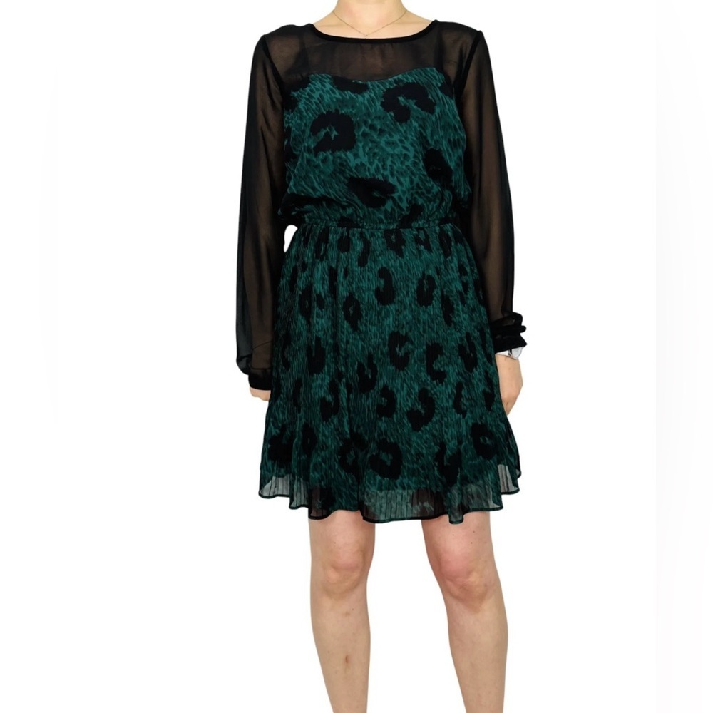 Jessica Simpson Teal and Black Long Sleeve Dress Sz/M